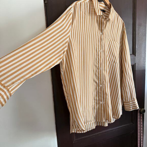 JENNI KAYNE | Boyfriend Shirt in Mustard Stripe | Size XXL - Picture 5 of 8